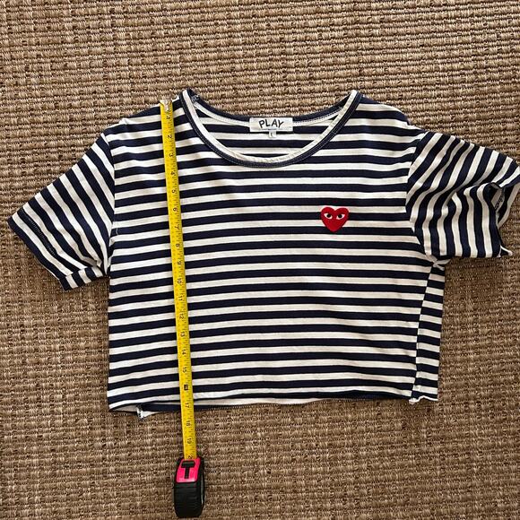Comme des Garçons PLAY Cropped Stripe Tee – Heart Patch, Early 2010s, Authentic - Picture 5 of 7